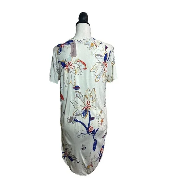 NWT Philosophy Shirt Women’s Small Cream White Floral Print Long Side Slit Soft - Picture 2 of 11